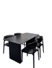 Juego de mesa y sillas de comedor rectangulares de losa de roca negra mate simple para apartamentos pequeños, hogar de lujo ligero, casa de alquiler