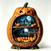 Novo produto transfronteiriço: Ornamento de mesa com padrão de coruja dupla face estilo country americano, Decoração de artesanato em madeira para Halloween