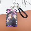 Conjunto de tarjetas periféricas de animación para estudiantes del campus con cordón para colgar en el cuello, deslizante, de plástico rígido, para control de acceso al metro, bolsa para credenciales para hombres