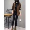 23706 Da Ai Mei Yi Yuan Outono 2026 Novo Estilo Coreano Moda Xadrez Manga Longa Blazer Retro Chique