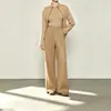 Pantalones de Pierna Ancha Mezcla de Lana Cachemir Otoño Invierno Nuevos de Pierna Recta Monopieza Sueltos Casuales Cintura Elástica Espesados Pantalones Largos