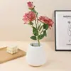 3 Cabezas de Rosa Artificiales con Bordes Quemados, Ramo de Camelia de Seda en Colores Otoñales Estilo Retro Nórdico para Decoración de Bodas