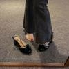 Zapatos Mary Jane de tacón alto gruesos para mujer, nueva colección de primavera, estilo universitario versión coreana con correa trasera, punta redonda 2025