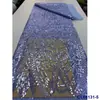 Tecido com Lantejoulas Bordadas em Base de Tule, Decoração com Padrão de Plantas, Tecido de Lantejoulas para Passarela, Renda de Lantejoulas