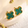 Set de trébol de cuatro hojas de acero de titanio de doble cara transfronterizo de Amazon: pulsera, collar, pendientes, anillo, juego de cuatro piezas, joyería que no se decolora