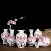 Vaso Pequeno de Cerâmica Flor de Pessegueiro com Pontos de Água Estilo Chinês Novo de Jingdezhen Vaso Ornamento Flor e Pássaro Vaso de Templo Presente de Aniversário