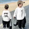 Camiseta de Manga Longa Infantil 2026 Novo Estilo Bebê Primavera Algodão Puro Camada Base Roupa Externa Desenho Animado Esportes para Meninos T