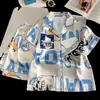 Pijamas de Seda de Hielo para Niños, Estilo Delgado de Verano, Lindo Conjunto de Manga Corta con Dibujos Animados para Niñas, Adecuado para Niñas Mayores, Ropa para el Hogar con Aire Acondicionado
