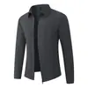 Chaqueta Cárdigan de Cremallera Sin Costuras Versátil Más Vendida para Hombre, Color Sólido Cuello Solapa Abrigo Casual Versátil para Hombre