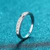 Anel de prata pura XDY925, anel feminino com fileira simples, anel com incrustação de uma fileira, anel de moissanite de 27 pontos, fornecimento direto da fábrica