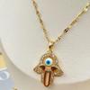 Collar Ojo del Diablo Europa y América Colgante de Zirconio Personalidad Accesorios 18k Cadena de Acero de Titanio Joyería de Ojo Venta al por Mayor Transfronteriza