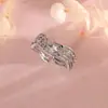 Anel Aberto Estrela de Cinco Pontas Onda Irregular, Estilo Europeu e Americano, Anel Largo Personalizado com Notas Musicais Cravejadas de Diamantes