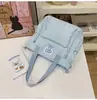 Mochila de Cor Sólida com Estrelas de Alto Valor Estético para Estudantes Universitários, Alunas do Ensino Médio, Alunos do Ensino Fundamental II e Alunos do Ensino Fundamental, Mochila Leve
