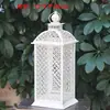 Frete Grátis Estilo Retrô Escandinavo Lâmpada de Ferro Suporte de Vela à Prova de Vento Branco Recortado Lâmpada Decorativa Pastoral Casamento Enfeites de Casamento