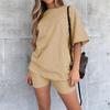 Exportación Transfronteriza Ropa Europea y Americana Amazon Estampado de Letras Camiseta Casual Holgada Traje Casual de Pantalones Cortos Deportivos
