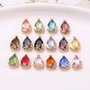 Colgante de cristal en forma de lágrima con pétalo de flor de ciruelo con borde de cobre para pulsera pendientes DIY collar con borla de diamante de color joyería
