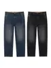 Pantalones Talla Grande High Street Jeans Rectos Desgastados Otoño Nuevo Retro Americano Elásticos Holgados Pantalones para Gordos para Hombre