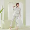 Pijama de Algodón Lyocell Tencel para Mujer Otoño Bordado de Animales Holgado Camisón Conjunto Delgado para el Hogar para Señoras