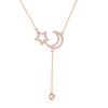 Celebridad de Internet Singapur Plata de Ley S925 Estrella Luna Collar Colgante Nicho Diseño Simple Borla Cadena Clavícula Mujeres