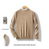 Suéter de lana con forma de diamante tridimensional para hombre, cuello semi-alto, manga larga, jersey, suéter de punto de lana pura suelto para otoño e invierno