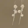 Rama de Flor Sueño Flotante Pendientes de Zirconia Brillante Rosa Super Hada 2026 Nuevos Pendientes Largos con Flecos para Mujer Pendientes de Alta Gama