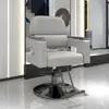 Silla giratoria con reposabrazos elevable de acero inoxidable para barbería, silla reclinable para estilismo y corte de cabello para salón de peluquería