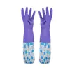 Guantes Sanhan para lavar platos Limpieza de cocina Guantes para el hogar Impermeables Duraderos Forrados de felpa Gruesos Guantes para lavar ropa Alargados
