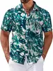 Estación Independiente Transfronteriza Camisa de Manga Corta Caliente para Hombre Playa Hawaiana Moda Estampada en 3D Camisa de Cuello Alto Versátil