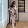 República da China Feminina Nicho Vestido Cheongsam Melhorado Transfronteiriço Verão Novo Elegante Vestido Slim