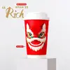 Copo de Café Descartável com Tampa Dança do Leão de Ano Novo, Embalagem Comercial, Ano do Cavalo Estampado a Ouro Pelúcia Vermelho Copo de Papel para Bebidas Quentes Chá de Leite