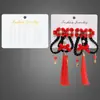 Embalaje de cartón duradero de tamaño grande para pinzas para el cabello de niños, PVC blanco lechoso de lujo ligero 12 cm tarjeta para pinzas para el cabello cuadrada con estampado dorado al por mayor