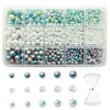 Set de Perlas Artificiales Perforadas Sueltas DIY Coloridas Redondas de ABS Materiales para Joyería Accesorios Caja de 24/28 Compartimentos