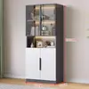 Librería con Puertas de Cristal Integrada en Toda la Pared para Sala de Estar, Estudio, Oficina y Almacenamiento de Exhibición, Librería de Pie Hecha a Medida