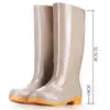 Botas de lluvia para mujer al por mayor tubo alto tubo medio moda forro de polar zapatos de goma para trabajo en cocina botas de lluvia zapatos de agua cálidos antideslizantes adulto
