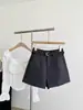 Culottes cintura alta corte A slim cinza terno shorts casuais femininos 2026 outono novo estilo coreano versátil hot pants