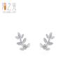 Pendientes de plata s925 con forma de hoja de bosque de celebridades de Internet, estilo coreano, con diamantes frescos, pequeños, estilo ins