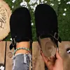 Novedad Primavera 2026 Modelo Doble Uso Cómodas Pantuflas Perezosas con Puntera para Casa y Oficina, Zuecos Medios de Fieltro Vintage Birkenstock