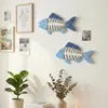 Decoración de Pared Colgante de Espina de Pez Tridimensional Estilo Mediterráneo para Pared de Entrada de Sala de Estar, Decoración de Pared para el Hogar con Temática Oceánica