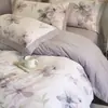 Juego de Cuatro Piezas de Algodón Peinado de Fibra Larga Espeso 100% de Gama Alta para Dormitorio Principal Funda Nórdica de Algodón Puro Ropa de Cama para Dote Mudanza Boda