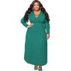 N7908 Moda Europeia e Americana para Comércio Exterior Tamanho Grande Vestido Feminino Decote V Cadarço Manga Longa Decoração de Saia Plissada Temperamento Corporal