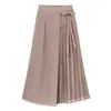 Comercio Exterior de Amazon Primavera/Verano 2025 Nuevos Pantalones Largos Casuales de Chifón Plisados de Pierna Ancha para Mujer, Pantalones Falda de Color Sólido