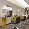 Nuevo espejo redondo de un solo lado de moda para salones de peluquería y tiendas de belleza, espejo de corte de pelo para montar en la pared