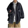 Camisa de pana de manga larga de color liso para hombre estilo Hong Kong 2024 nuevo otoño pareja suelta solapa forro neutro L
