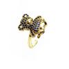 Anel de zircônia micro-cravado, anel aberto ajustável, banhado a ouro claro 14k, anel de urso fofo, acessórios de joalheria para as mãos 1