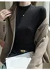 Suéter de tricô slim fit com gola semi-alta para mulheres, novo estilo outono e inverno, blusa base modeladora, top interno de manga longa, elegante e estiloso