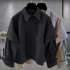 Sudaderas Falsas de Dos Piezas Empalmadas para Hombre y Mujer en Otoño Marca Trendy Guapo Trendy Empalmado Juventud Casual Suelta Pulóveres