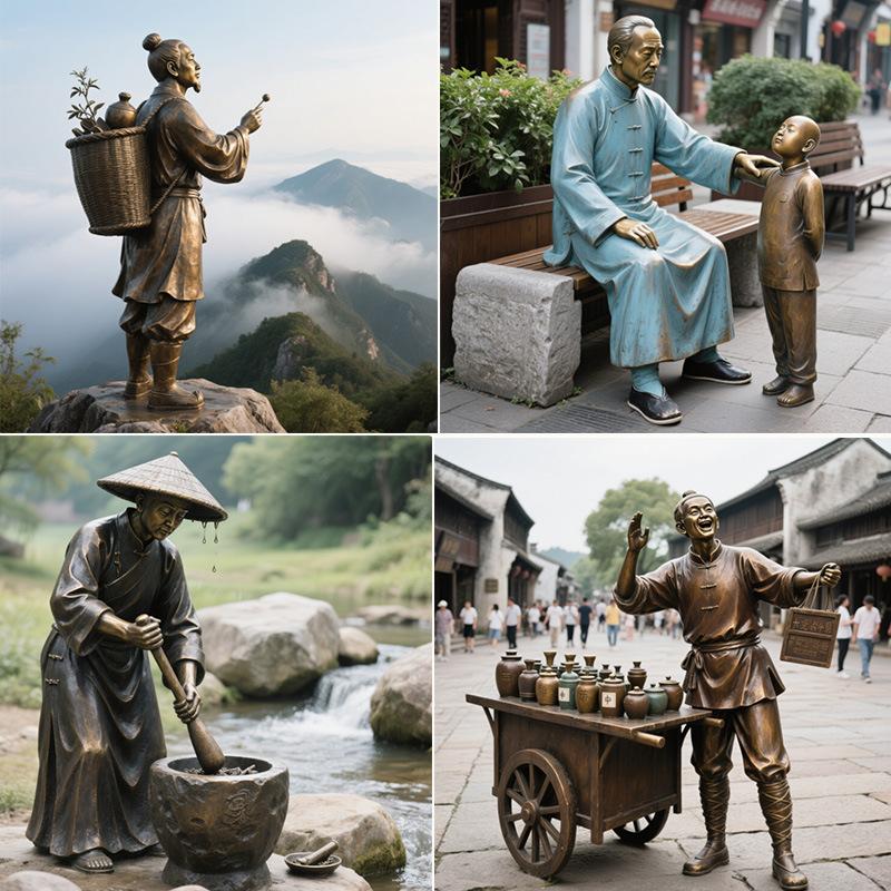 铜小品人物制药雕塑摆件