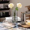 Vaso de Vidro Estilo Ins Escandinavo Popular Transparente Hidropônico High-End Simples Criativo Arranjo de Flores para Sala de Estar Decoração de Mesa