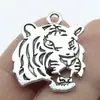 27x 24mm 4,5g dupla face cabeça de tigre DIY animal fofo colar vintage pingente de liga vintage