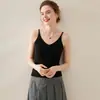 Camisola para Mujer de la Fábrica Original, 100% Cachemira, Tirantes Finos Estrechos, Capa Base Tejida, Camiseta Interior Cálida